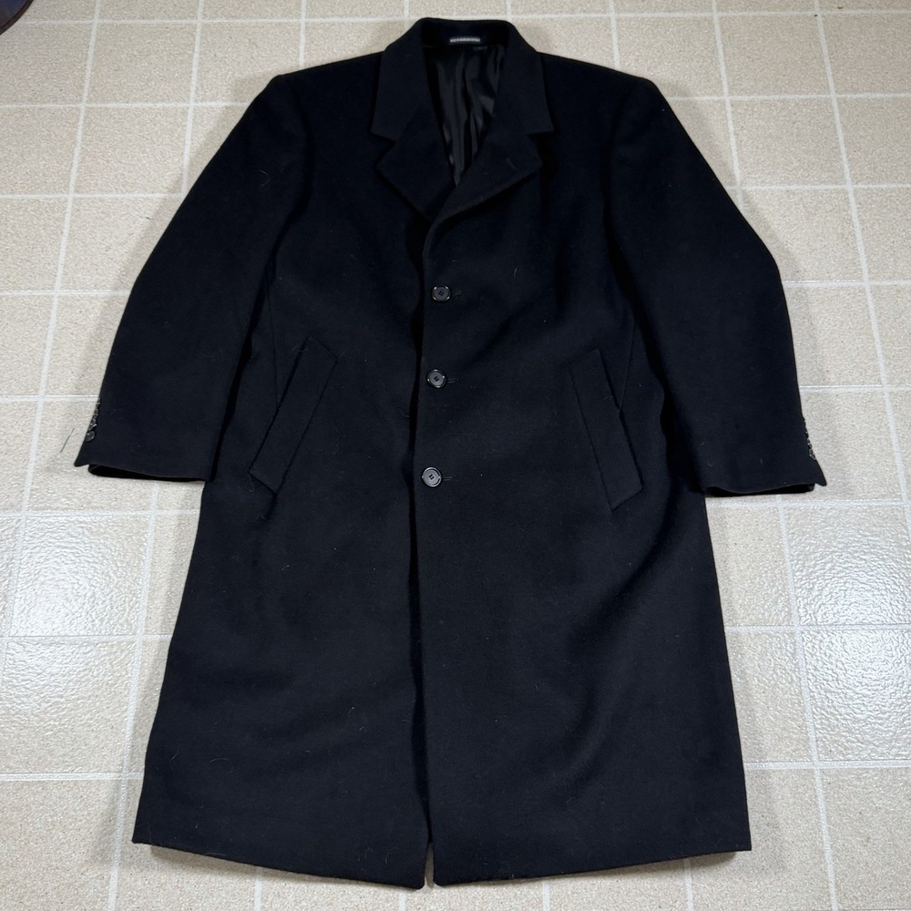Lauren Ralph Lauren Mens Black Wool Blend Overcoat Topcoat Jacket 40S 40 Short